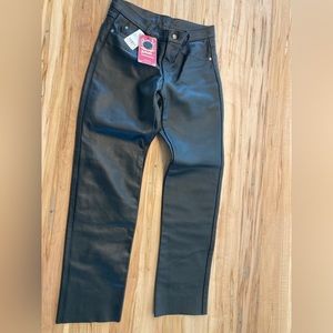 RARE Schott Black Leather Jeans - Style # 600 - New - 36x34